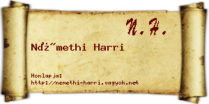 Némethi Harri névjegykártya
